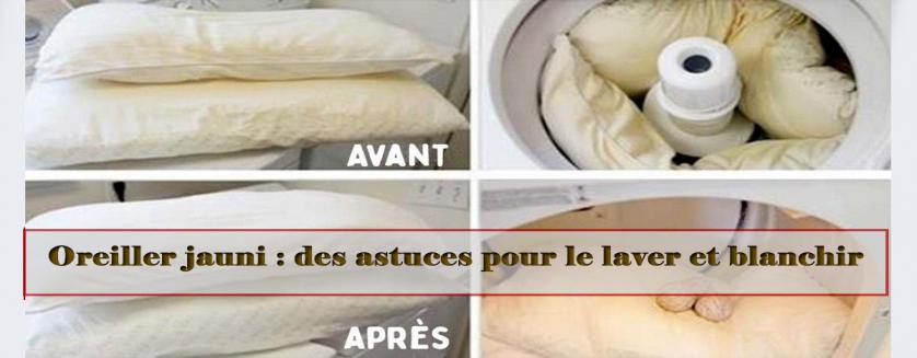 Oreiller jauni : des astuces pour le laver et blanchir 